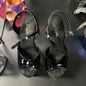 Black and Red 7” Pleaser Sandal